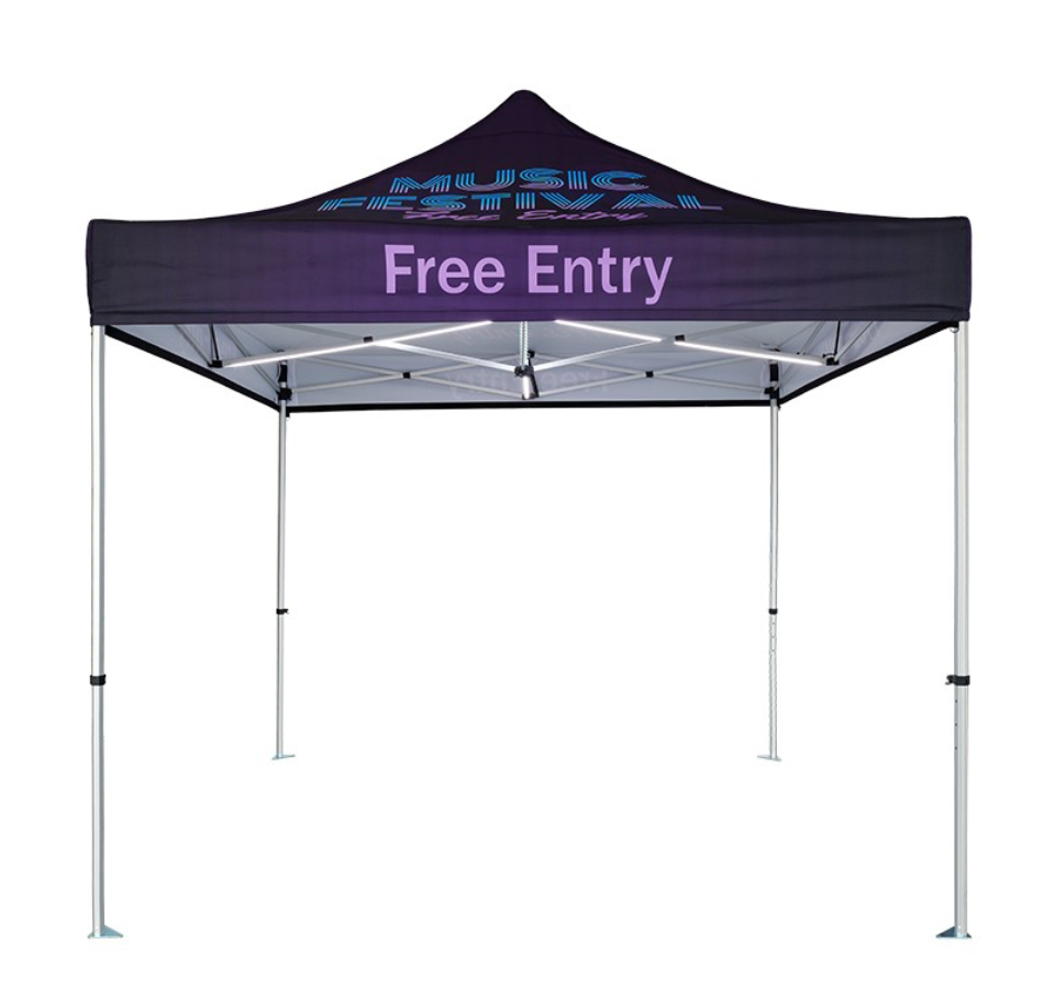 10' Lighted Custom Event Canopy - with Free Wheeled Case