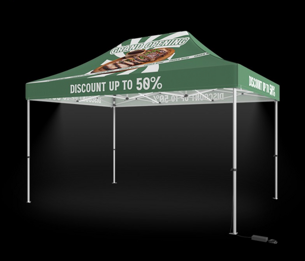 15' Lighted Custom Event Canopy - with Free Wheeled Case