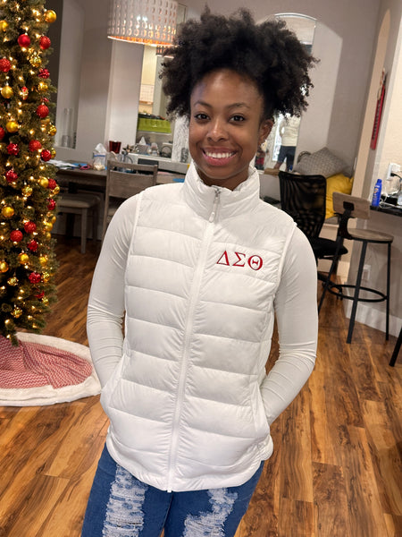 Embroidered Delta Sigma Theta Bubble Vest (Red or White) - iFoxx Customs