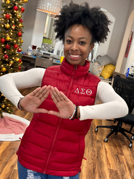 Embroidered Delta Sigma Theta Bubble Vest (Red or White) - iFoxx Customs