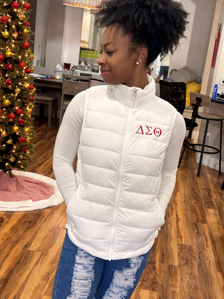 Embroidered Delta Sigma Theta Bubble Vest (Red or White) - iFoxx Customs