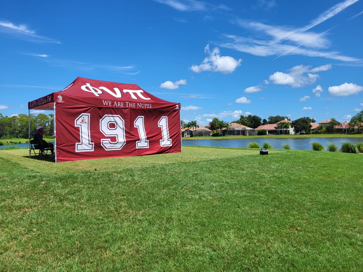 20' Custom Canopy - with Double-Sided Backwall and Free Wheeled Case