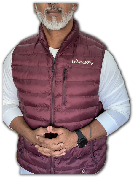 Embroidered Nupe Bubble Vest (Dark Crimson & Creme) - iFoxx Customs