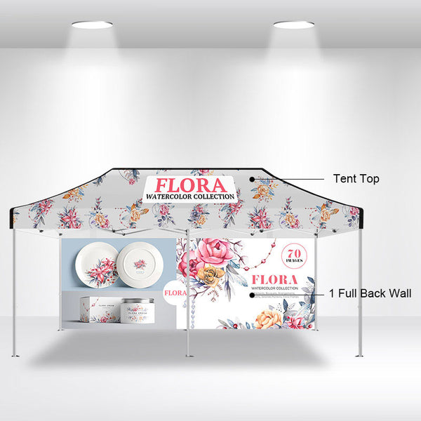 20' Custom Canopy - with Double-Sided Backwall and Free Wheeled Case - iFoxx Customs