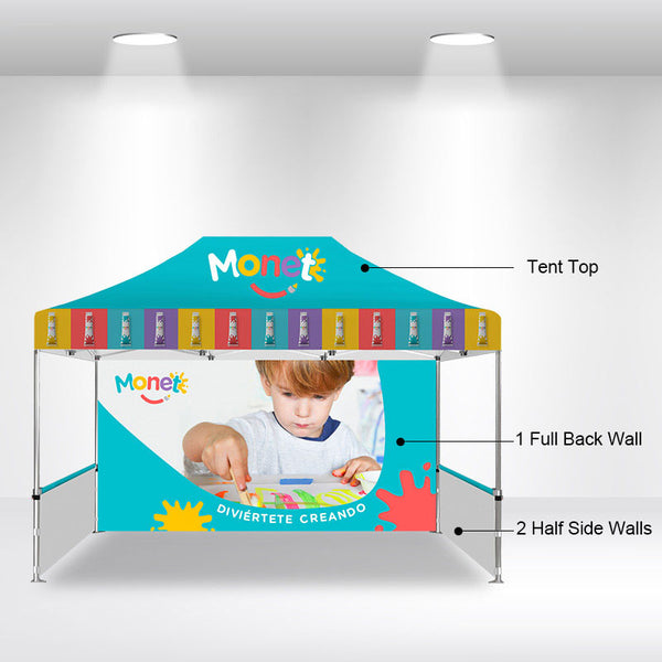 15' Custom Canopy - with Double-Sided Backwall, Double-Sided Half Sidewalls and Free Wheeled Case - iFoxx Customs