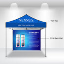 10' Custom Canopy - with Double-Sided Backwall and Free Wheeled Case