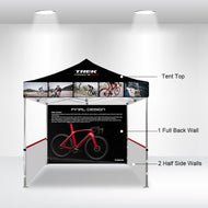 10' Custom Canopy - with Double-Sided Backwall, Double-Sided Half Sidewalls and Free Wheeled Case