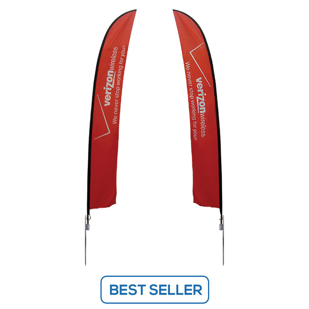 Small to Extra Large Feather Flag - Spike-Base Doulbe-Sided Graphic Package